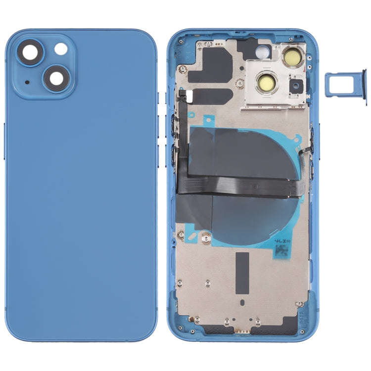 For iPhone 13 Battery Back Cover with Side Keys & Card Tray & Power + Volume Flex Cable & Wireles...