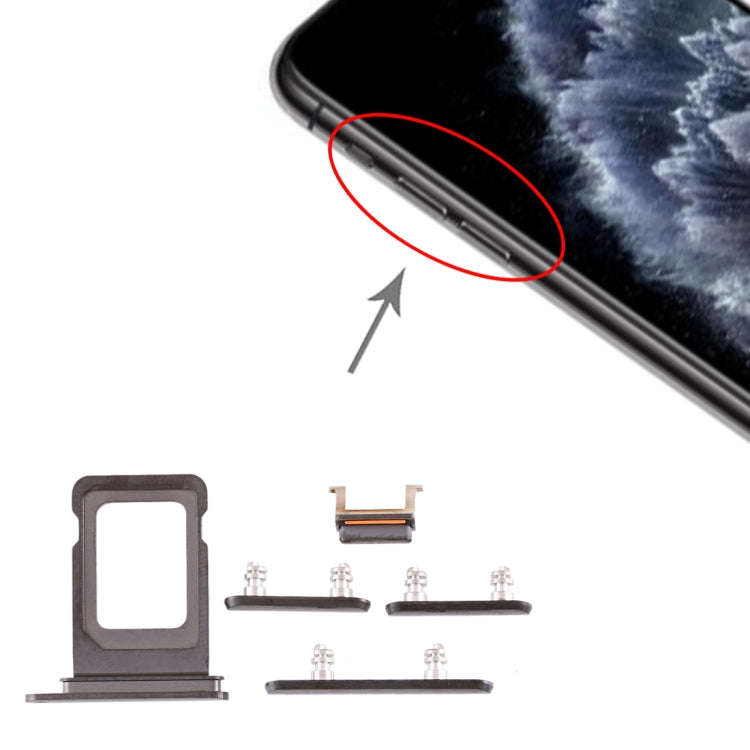 SIM Card Tray + Side Key for iPhone 11 Pro / 11 Pro Max(Black)