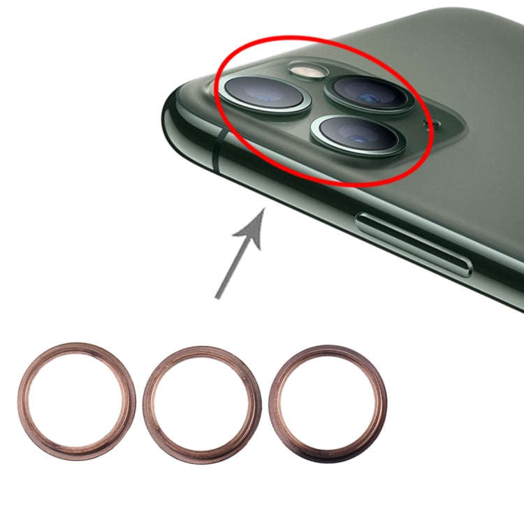 3 PCS Rear Camera Glass Lens Metal Protector Hoop Ring for iPhone 11 Pro & 11 Pro Max(Gold)