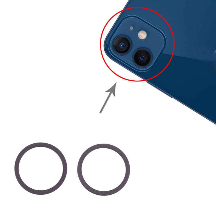 2 PCS Rear Camera Glass Lens Metal Protector Hoop Ring for iPhone 12 Mini(Blue)