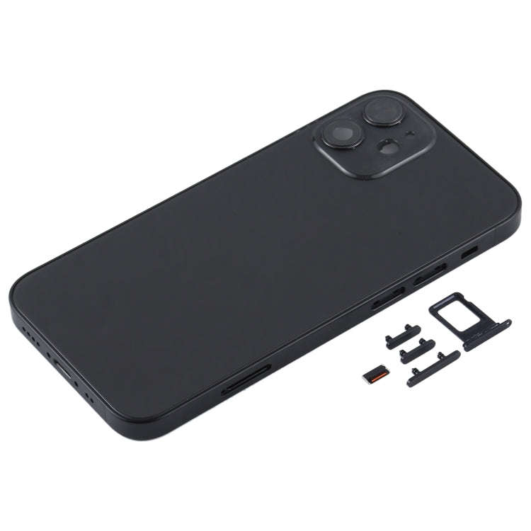 Back Housing Cover with SIM Card Tray & Side  Keys & Camera Lens for iPhone 12 mini(Black)