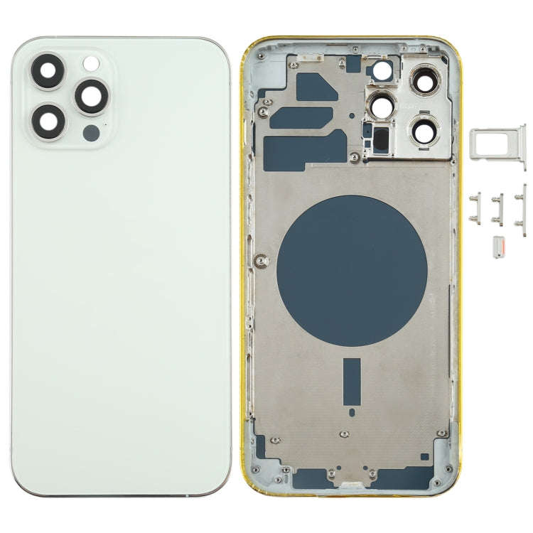 Back Housing Cover with SIM Card Tray & Side keys & Camera Lens for iPhone 12 Pro Max(White)