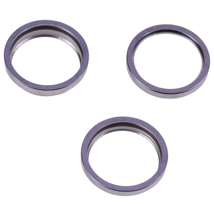 For iPhone 14 Pro Max 3PCS Rear Camera Glass Lens Metal Outside Protector Hoop Ring(Deep Purple)