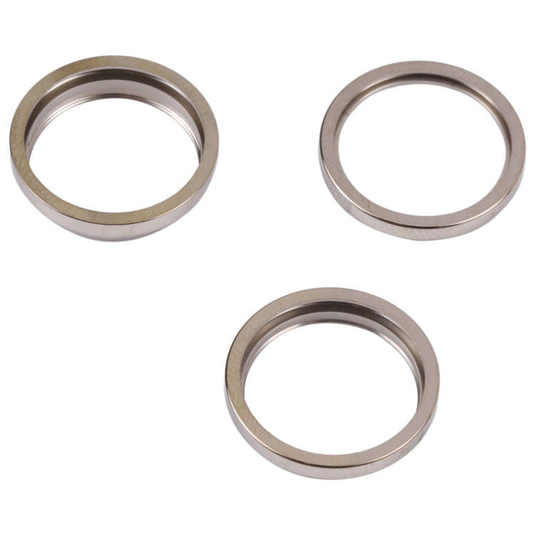 For iPhone 14 Pro Max 3PCS Rear Camera Glass Lens Metal Outside Protector Hoop Ring(Gold)