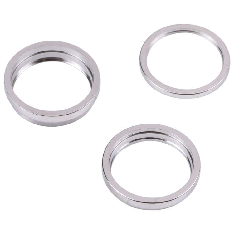 For iPhone 14 Pro Max 3PCS Rear Camera Glass Lens Metal Outside Protector Hoop Ring(Silver)