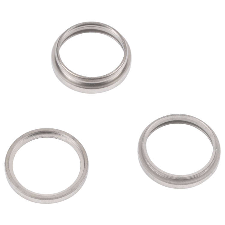 For iPhone 14 Pro Max 3PCS Rear Camera Glass Lens Metal Outside Protector Hoop Ring(Silver)