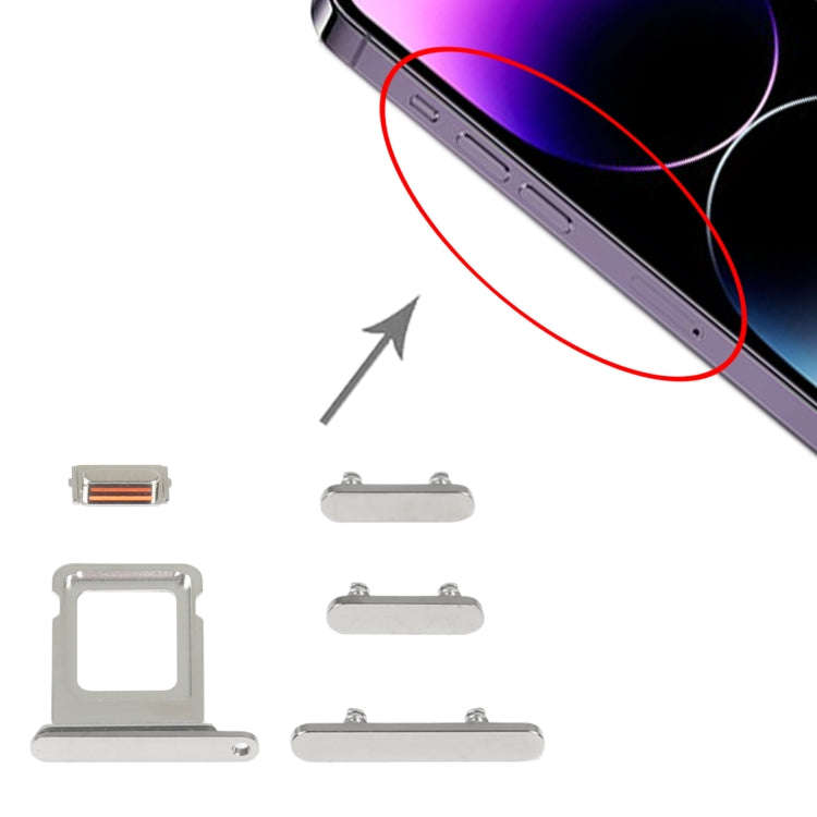 SIM Card Tray + Side Keys for iPhone 14 Pro Max(Silver)