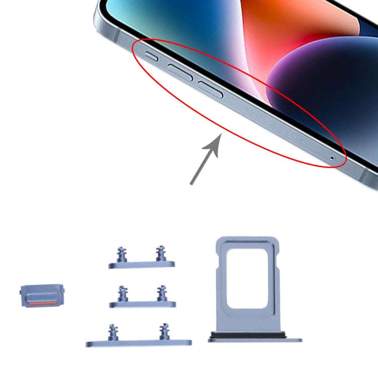 SIM Card Tray + SIM Card Tray + Side Keys for iPhone 14 (Blue)