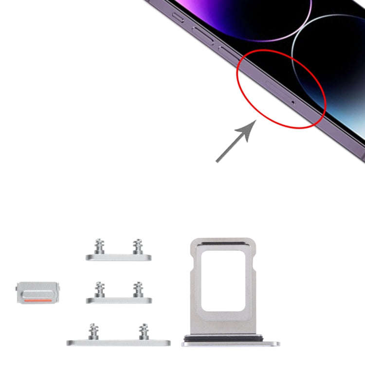 SIM Card Tray + SIM Card Tray + Side Keys for iPhone 14 Pro Max (Silver)