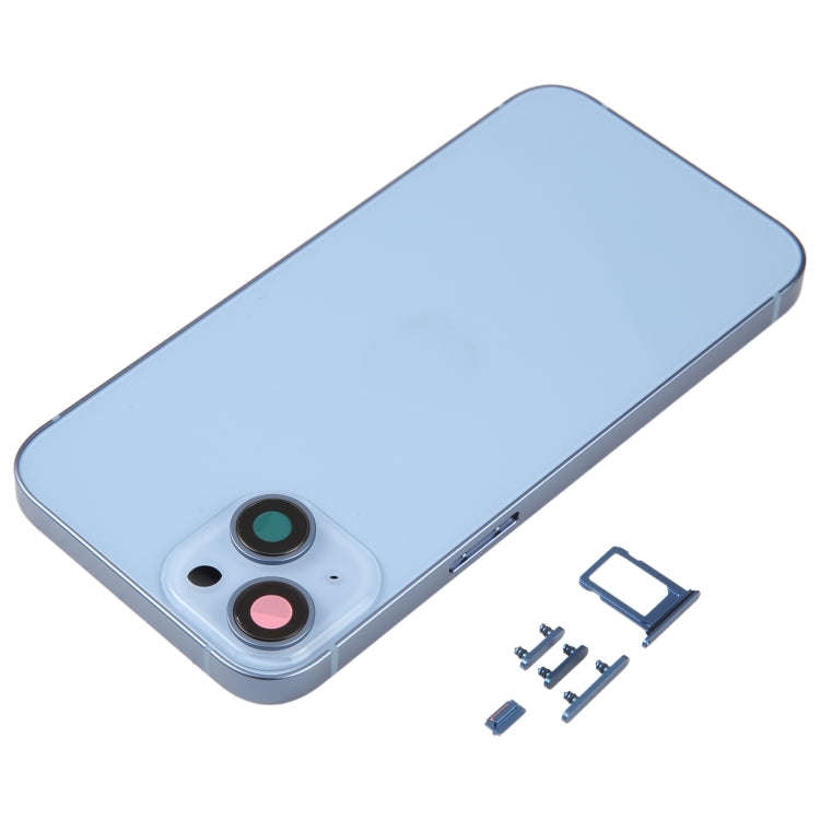 For iPhone 14 Battery Back Cover with Middle Frame / Side Keys(Blue)