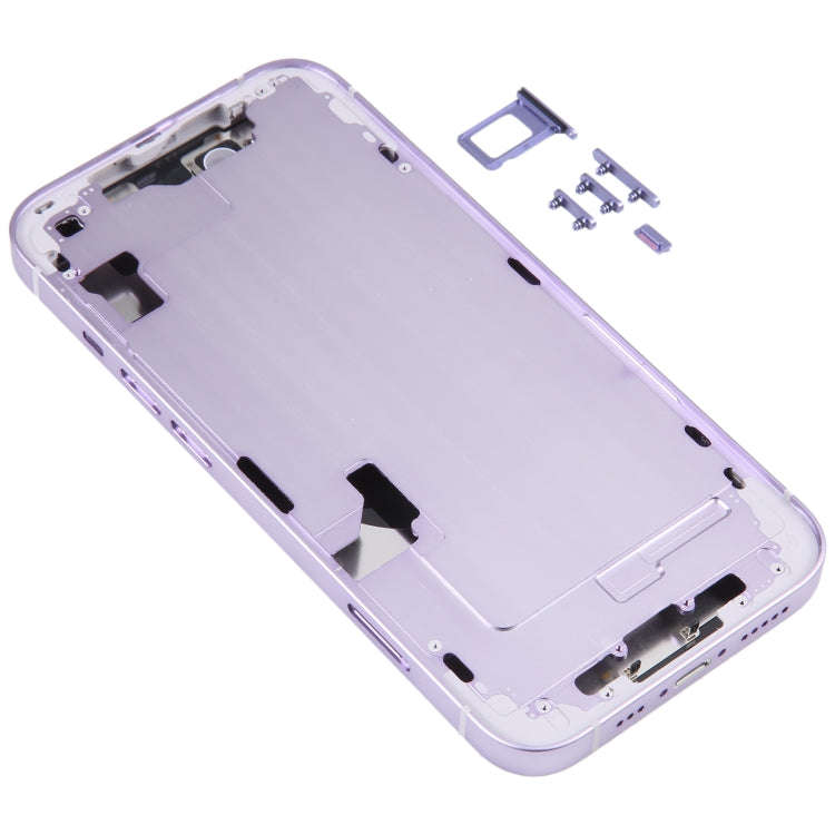 For iPhone 14 Battery Back Cover with Middle Frame / Side Keys(Purple)
