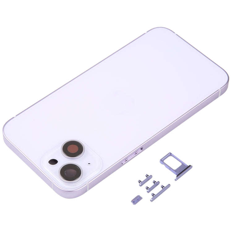 For iPhone 14 Battery Back Cover with Middle Frame / Side Keys(Purple)