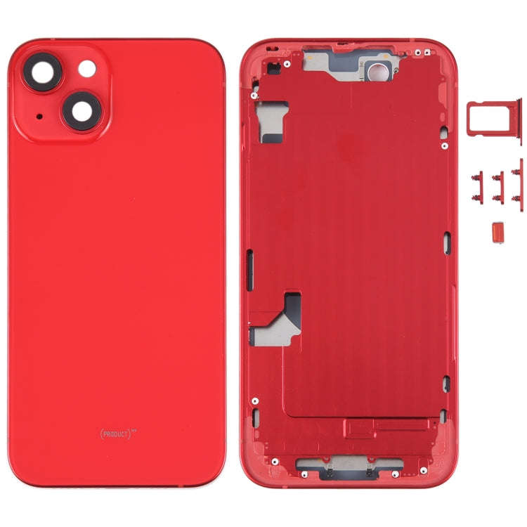 For iPhone 14 Battery Back Cover with Middle Frame / Side Keys(Red)