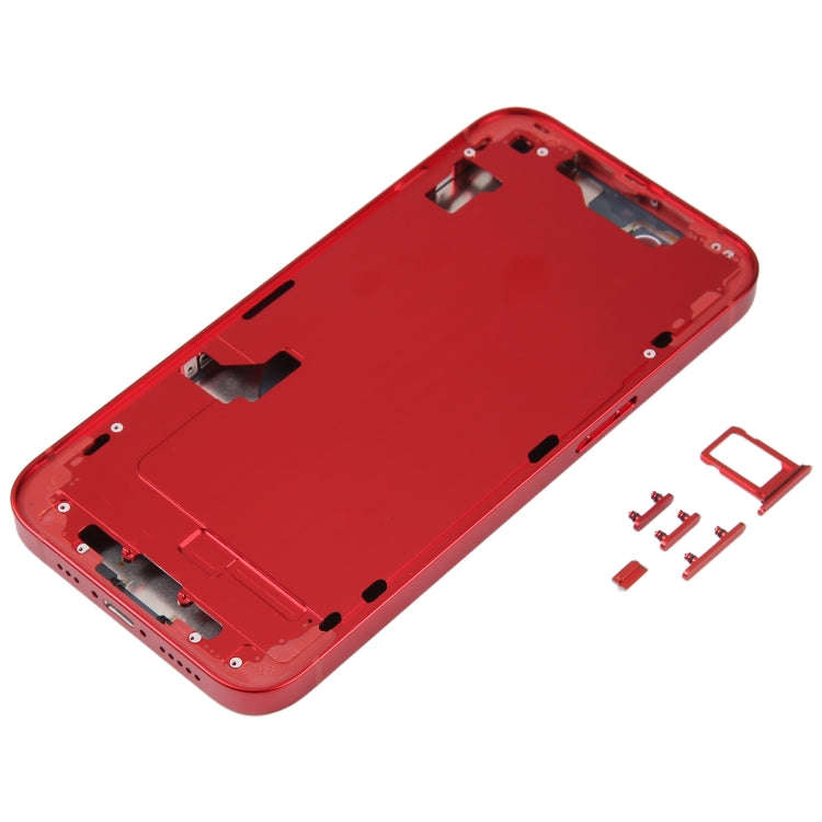 For iPhone 14 Battery Back Cover with Middle Frame / Side Keys(Red)