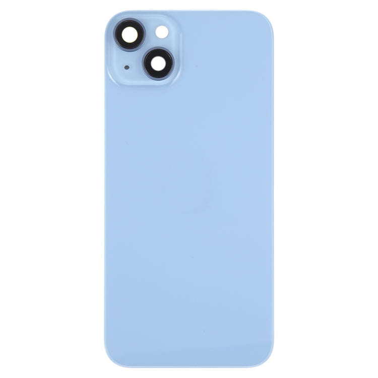 Glass Battery Back Cover with Holder for iPhone 14 Plus(Blue)