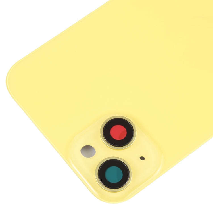 Glass Battery Back Cover with Holder for iPhone 14 Plus(Yellow)