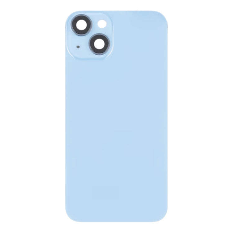 For iPhone 14 Plus Glass Battery Back Cover with Flash Bracket + Wireless Charging Module(Blue)