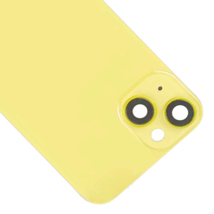For iPhone 14 Plus Glass Battery Back Cover with Flash Bracket + Wireless Charging Module(Yellow)