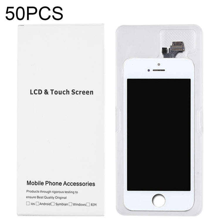 50 PCS Cardboard Packaging White Box for iPhone 5 LCD Screen