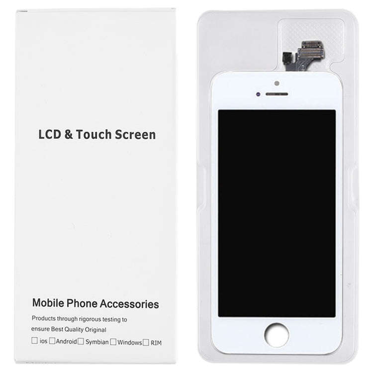 50 PCS Cardboard Packaging White Box for iPhone 5 LCD Screen