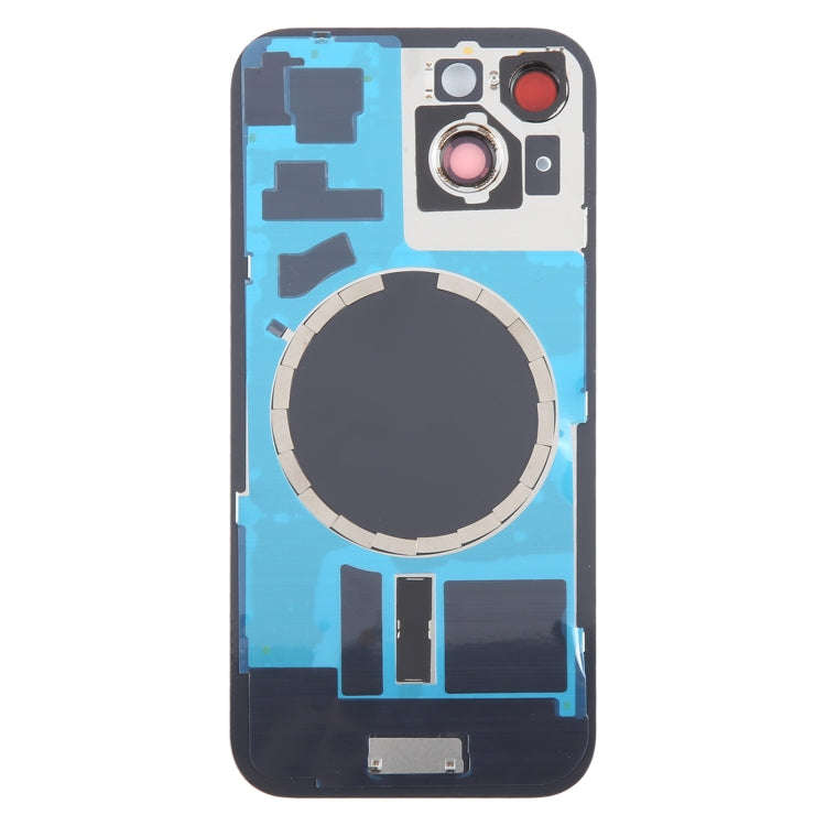 For iPhone 15 Battery Back Cover with Camera Lens Cover + MagSafe Magnet(Blue)