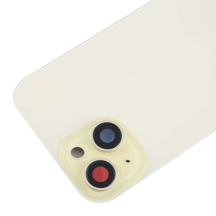 For iPhone 15 Battery Back Cover with Camera Lens Cover + MagSafe Magnet(Yellow)