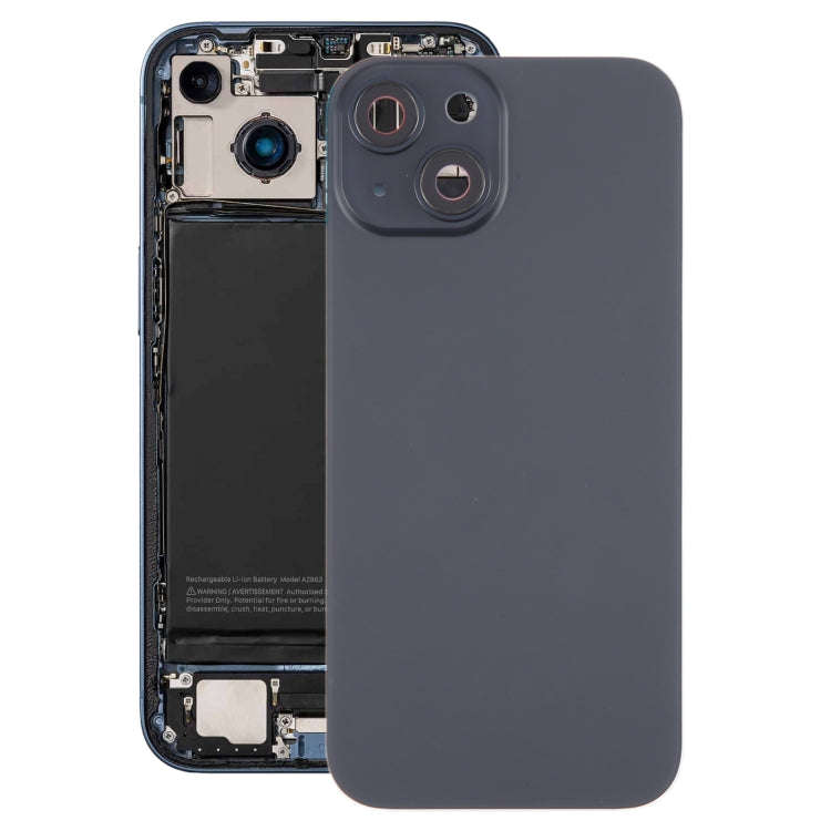 For iPhone 15 Plus Battery Back Cover with Camera Lens Cover + MagSafe Magnet(Black)