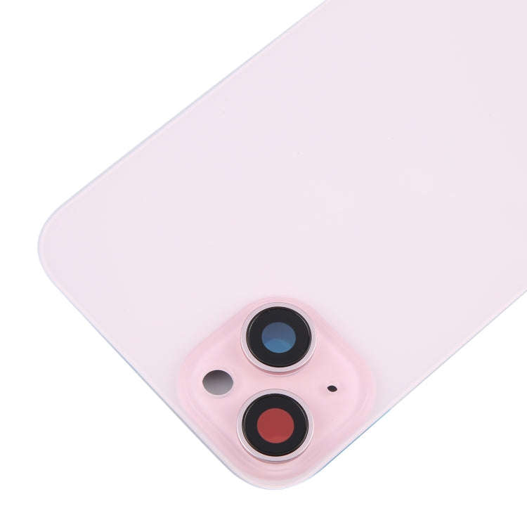 For iPhone 15 Plus Battery Back Cover with Camera Lens Cover + MagSafe Magnet(Pink)