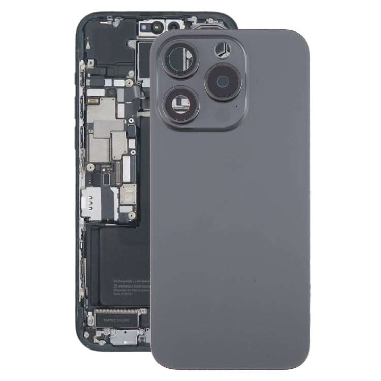 For iPhone 15 Pro Battery Back Cover with Camera Lens Cover + MagSafe Magnet(Black)