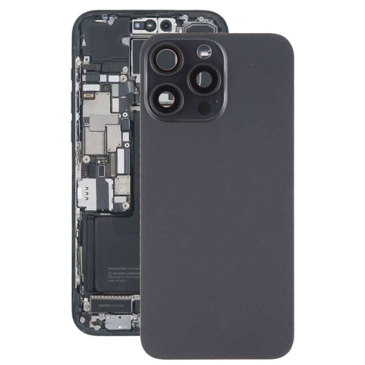 For iPhone 15 Pro Max Battery Back Cover with Camera Lens Cover + MagSafe Magnet(Black)