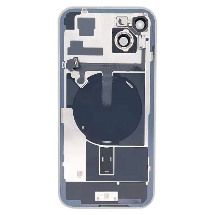 For iPhone 15 Plus Glass Battery Back Cover with Flash Bracket + Wireless Charging Module(Blue)