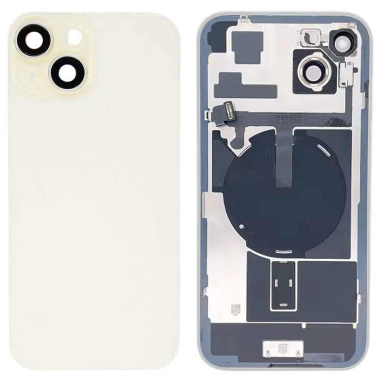 For iPhone 15 Plus Glass Battery Back Cover with Flash Bracket + Wireless Charging Module(Yellow)