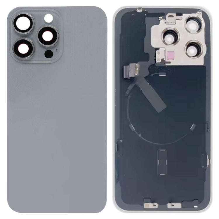 For iPhone 15 Pro Max Glass Battery Back Cover with Flash Bracket + Wireless Charging Module(Tita...