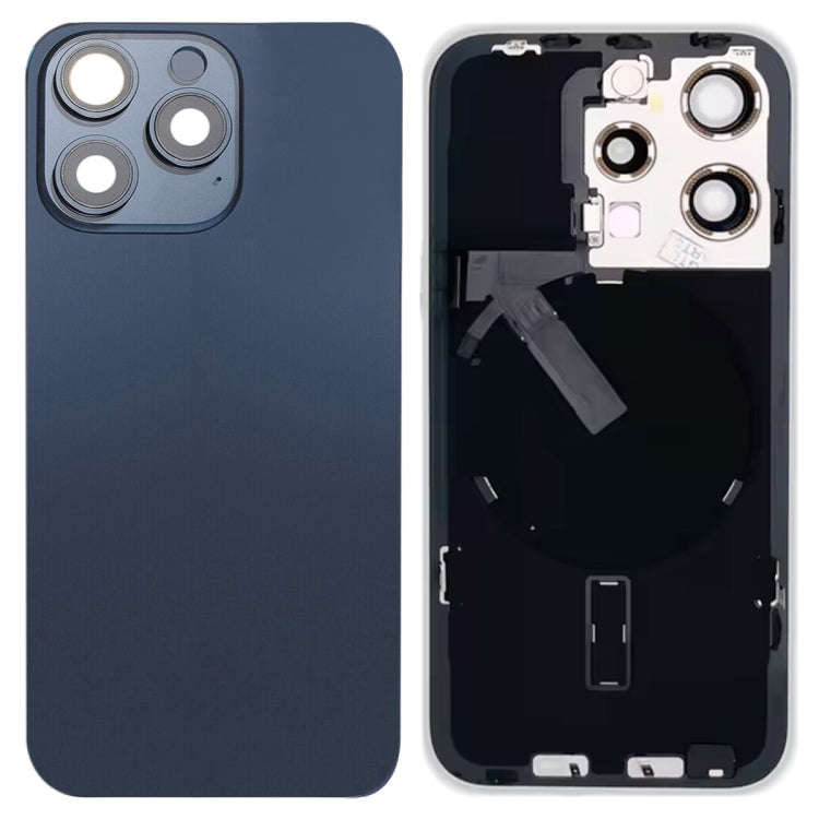 For iPhone 15 Pro Glass Battery Back Cover with Flash Bracket + Wireless Charging Module(Blue)