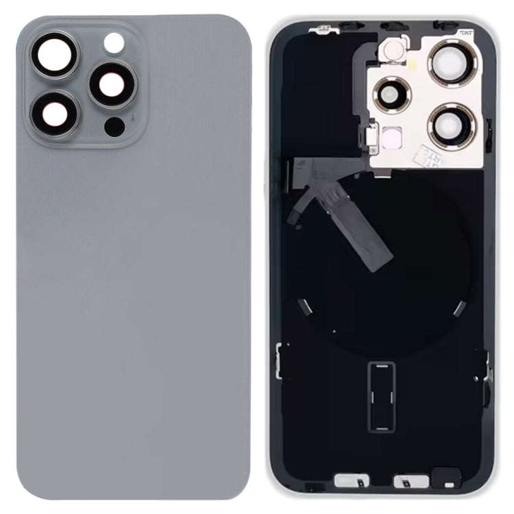 For iPhone 15 Pro Glass Battery Back Cover with Flash Bracket + Wireless Charging Module(Titanium...