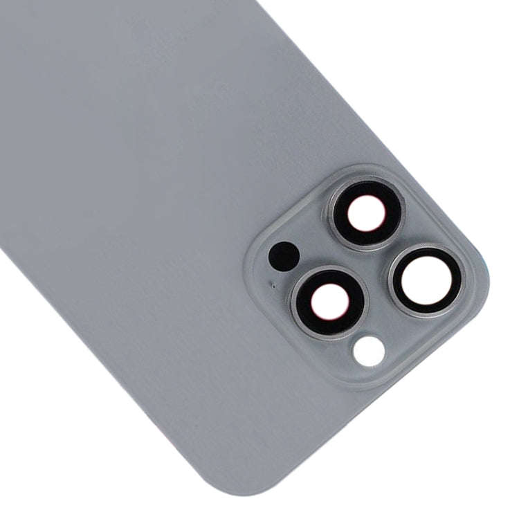 For iPhone 15 Pro Glass Battery Back Cover with Flash Bracket + Wireless Charging Module(Titanium...