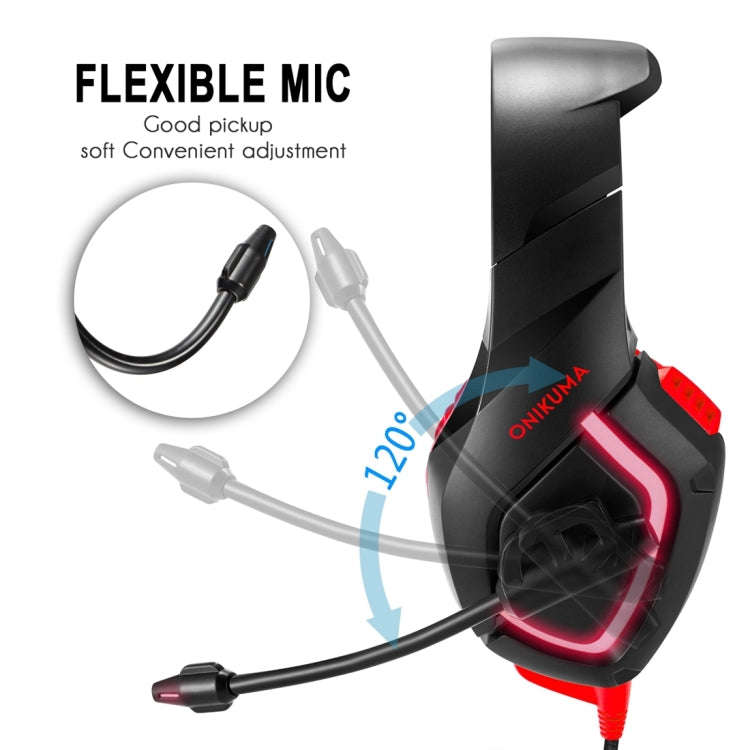 ONIKUMA K1B 3.5mm Plug Stereo USB LED Light Headphone with Microphone, For PS4, Smartphone, Table...