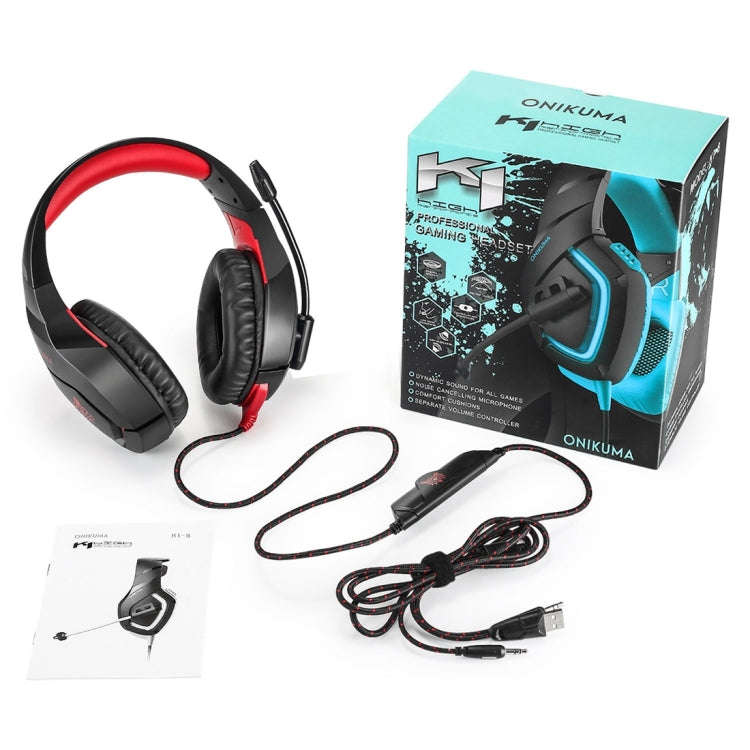ONIKUMA K1B 3.5mm Plug Stereo USB LED Light Headphone with Microphone, For PS4, Smartphone, Table...
