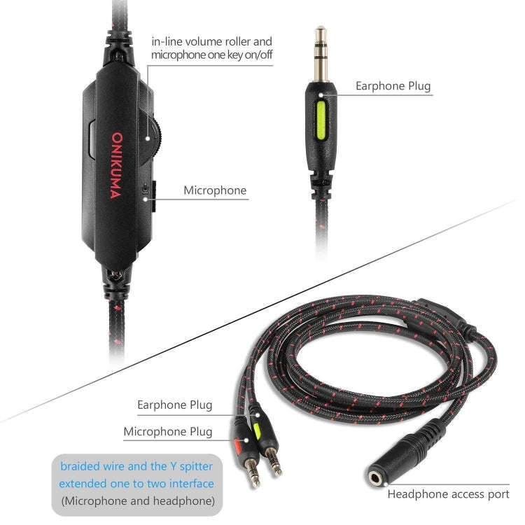 ONIKUMA K1-B Deep Bass Noise Canceling Camouflage Gaming Headphone with Microphone(Black Red)