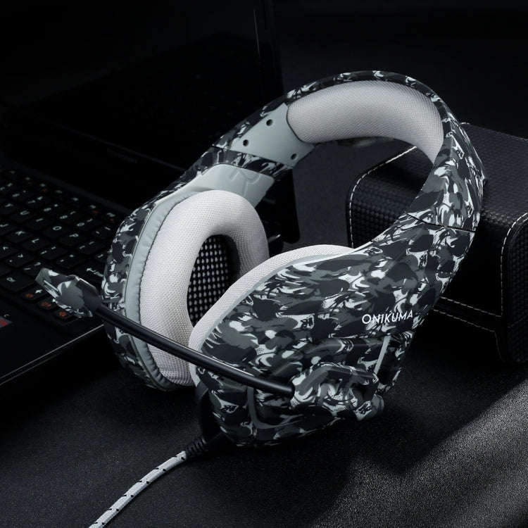ONIKUMA K1-B Deep Bass Noise Canceling Camouflage Gaming Headphone with Microphone(Grey)