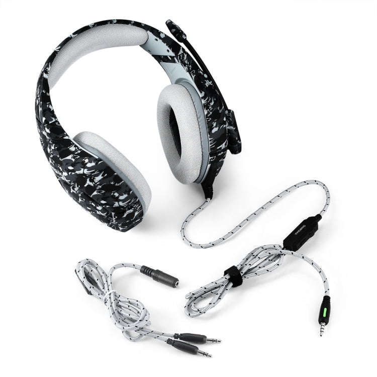ONIKUMA K1-B Deep Bass Noise Canceling Camouflage Gaming Headphone with Microphone(Grey)