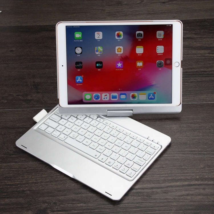 F102AS For iPad 10.2 inch Colorful Backlit Rotatable Bluetooth Keyboard Leather Tablet Case with ...