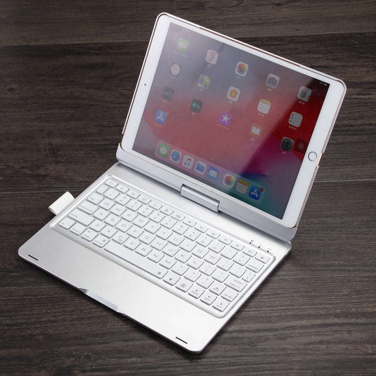 F102AS For iPad 10.2 inch Colorful Backlit Rotatable Bluetooth Keyboard Leather Tablet Case with ...