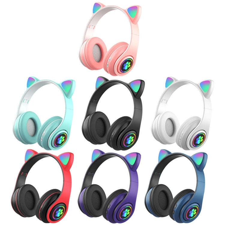 B39 Cat Ear Design LED Gradient Light Wireless Bluetooth Headset(Purple)
