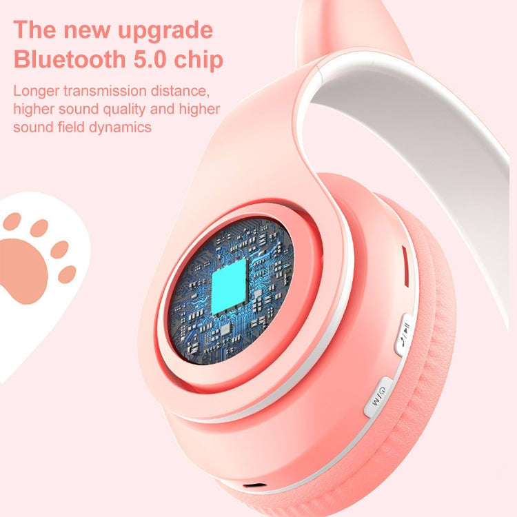 B39 Cat Ear Design LED Gradient Light Wireless Bluetooth Headset(White)