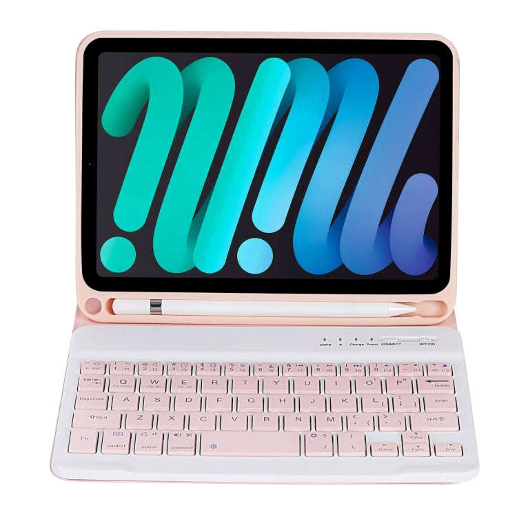 C06B Ultra-thin Candy Colors Bluetooth Keyboard Tablet Case for iPad mini 6 / mini 7 , with Stand...