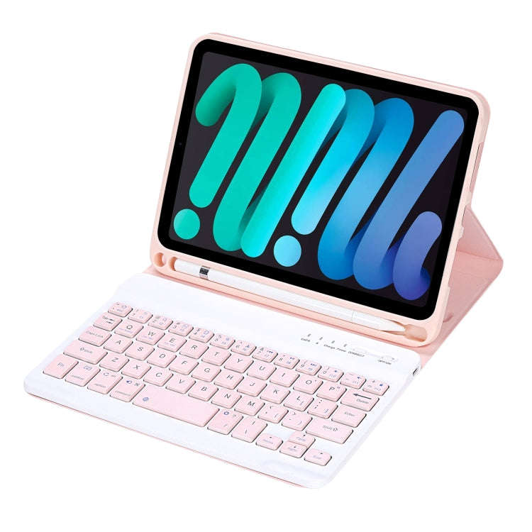 C06B Ultra-thin Candy Colors Bluetooth Keyboard Tablet Case for iPad mini 6 / mini 7 , with Stand...