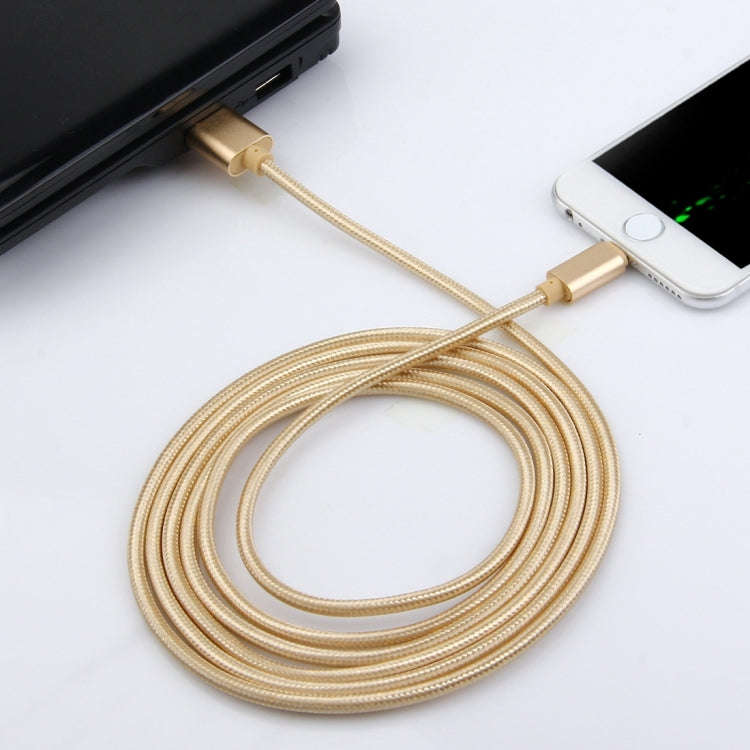 2m Woven Style Metal Head 84 Cores 8 Pin to USB 2.0 Data / Charger Cable(Rose Gold)