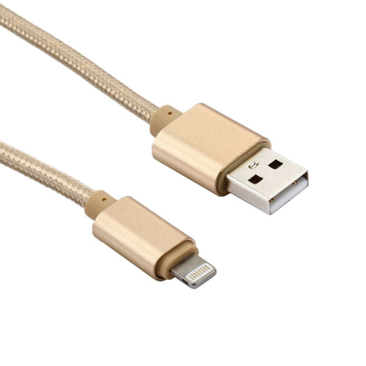 1m Woven Style Metal Head 84 Cores 8 Pin to USB 2.0 Data / Charger Cable(Gold)
