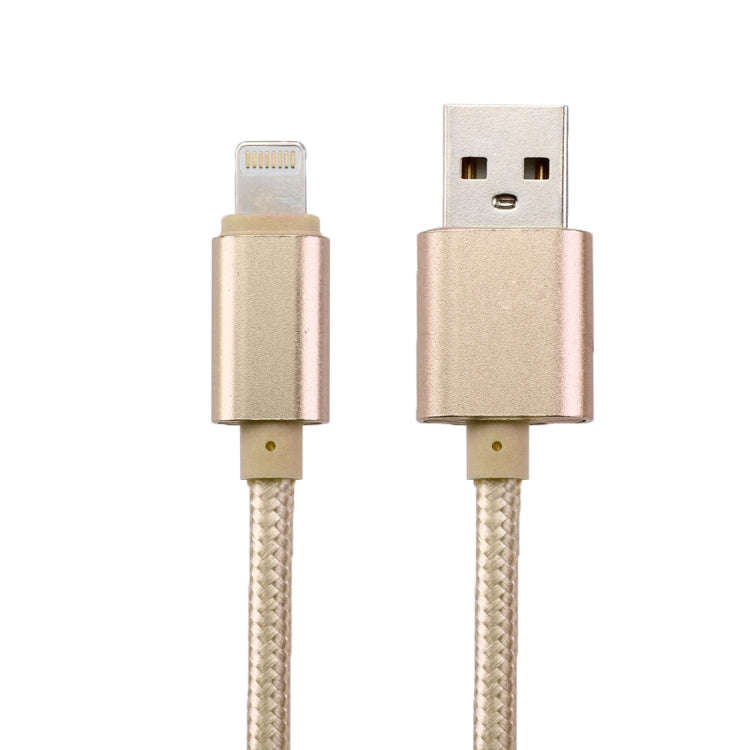 1m Woven Style Metal Head 84 Cores 8 Pin to USB 2.0 Data / Charger Cable(Gold)